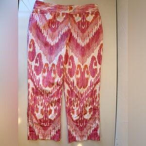 CHICOS IKAT TAPESTRY PRINT COTTON CAPRI PANTS SZ 1/M/8